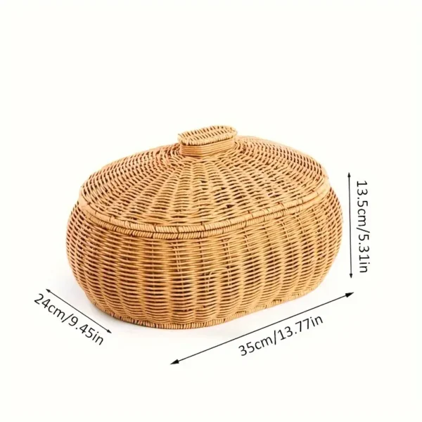 Oval Woven Basket with Lid