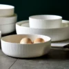 Bone China Vertical Stripe Salad Bowls