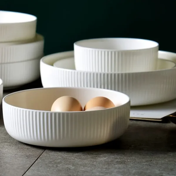 Bone China Vertical Stripe Salad Bowls