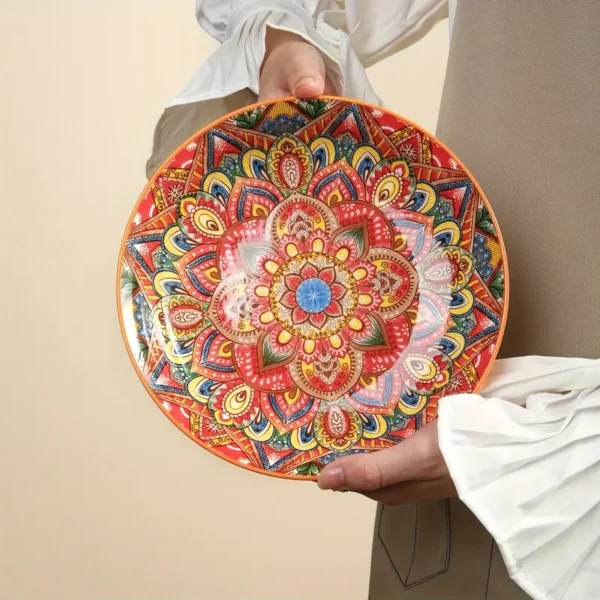 Bohemian Style Ceramic Dinner Plates (Random Colour)