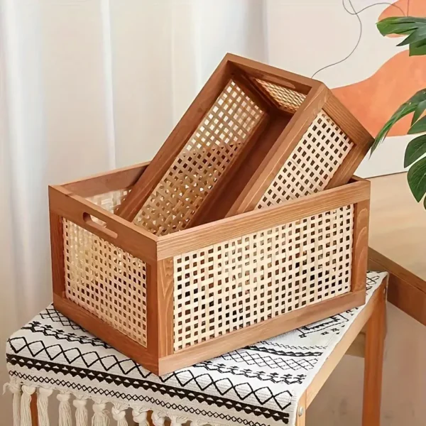 Vintage Rattan Storage Basket