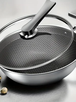 Stainless Steel Non-Stick Wok with Lid