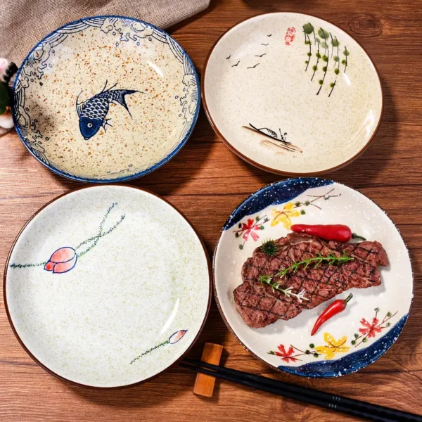 Exquisite 4pcs Set of 7-Inch Japanese Ceramic Plates