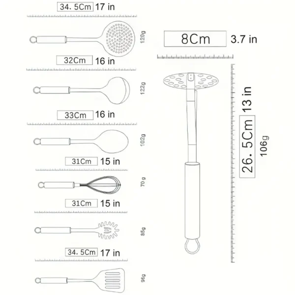 7pcs Stainless Steel Cooking Utensil Set