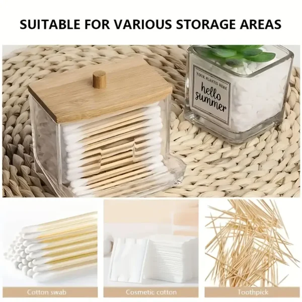 Transparent Acrylic Wooden Lid Swab Holder