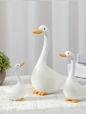 3pcs Art Deco Goose Resin Statues