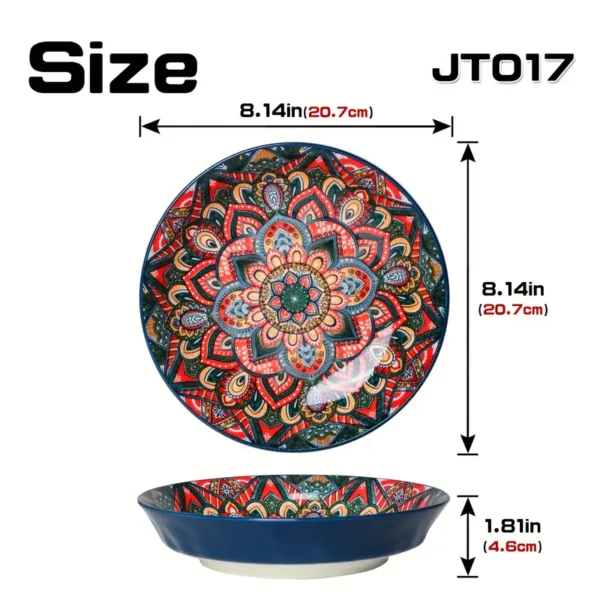 Bohemian Style Ceramic Dinner Plates (Random Colour)