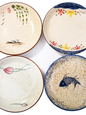 Exquisite 4pcs Set of 7-Inch Japanese Ceramic Plates