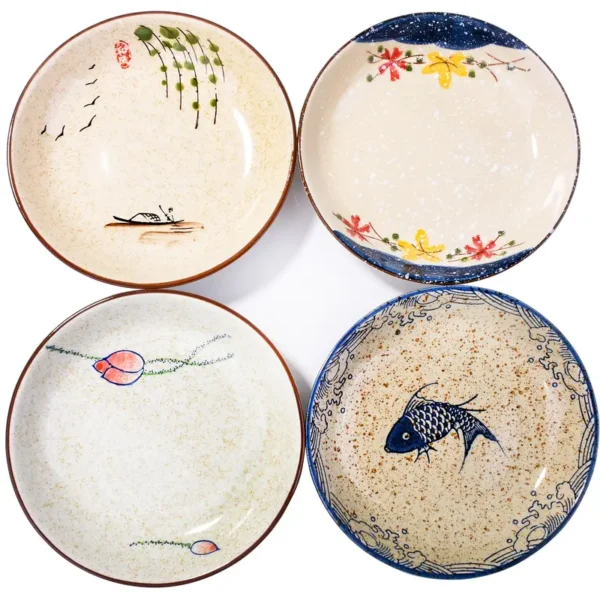 Exquisite 4pcs Set of 7-Inch Japanese Ceramic Plates