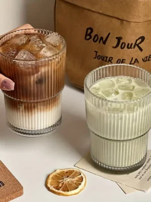 Striped Coffee Cup Glass