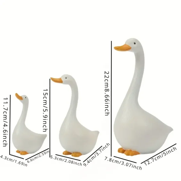 3pcs Art Deco Goose Resin Statues