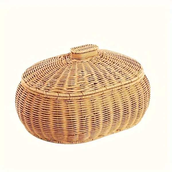 Oval Woven Basket with Lid