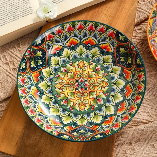 Bohemian Style Ceramic Dinner Plates (Random Colour)