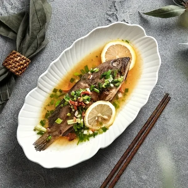 Elegant White Ceramic Fish Plates