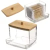 Transparent Acrylic Wooden Lid Swab Holder