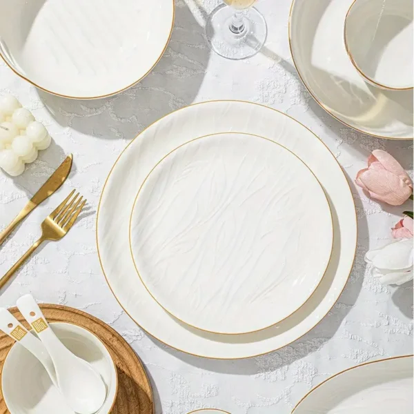 White Golden-Edged Phoenix Plates
