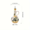 Hand-Painted Green Ceramic Olive Oil Bottles