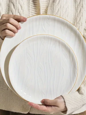 White Golden-Edged Phoenix Plates