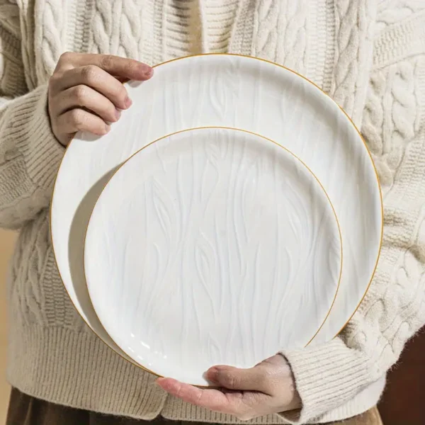 White Golden-Edged Phoenix Plates