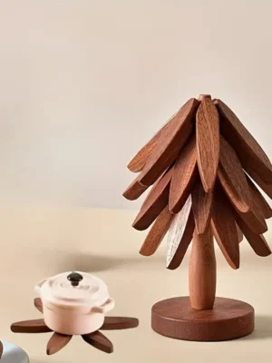 Wooden Tree-Shaped Pot Mat Set