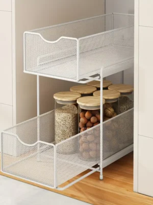 Double-Layer Kitchen Pull-Out Storage Rack
