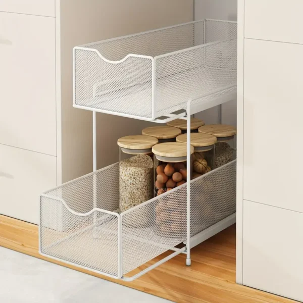 Double-Layer Kitchen Pull-Out Storage Rack