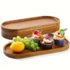 Faridabio 4pcs Oval Light Luxury Retro Wooden Plates