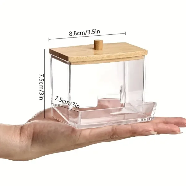 Transparent Acrylic Wooden Lid Swab Holder