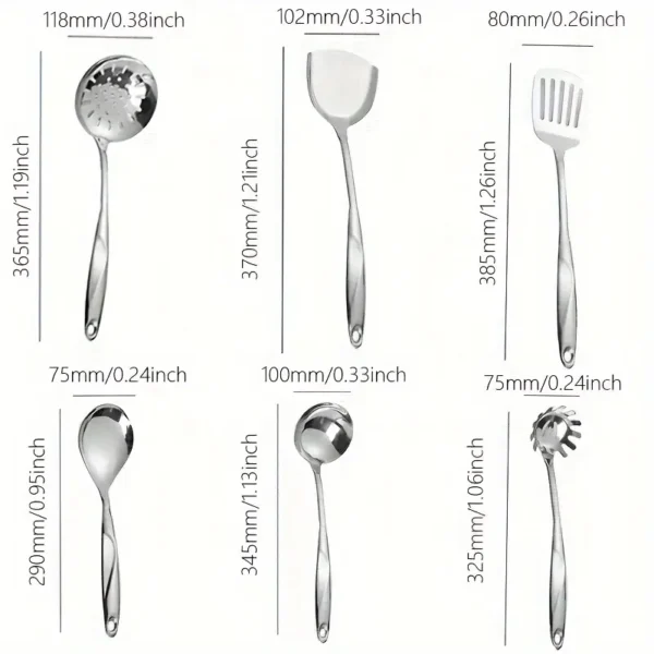 6pcs Stainless Steel Kitchen Utensil Set